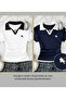 Women's 2 Li Soul Colorful Polo Collar Embroidered Drawstring Blouse