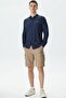 Men's Relaxed Fit Brown Bermuda Shorts Men's Cargo Pocket Comfortable Cut Cotton Linen Shorts Brown - 5