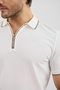 Men's Zippered Stripe Detailed Anti-Sweat Polo Collar T-Shirt - 2