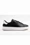 Men's Black Genuine Leather Sneaker - White Thick Sole Casual Sports Shoes - 8