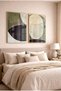 Khaki Green and Black Geometric 2-Piece Glass Painting Set - Gold Metal Framed Home and Office Painting - 3