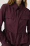 Pocket Detailed Waist Ruffled Burgundy Suit 1840 - 2