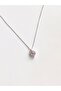 Steel Necklace with Pink Crystal Stone and Heart Silver Color Necklace - 4