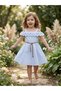 Girl's Blue Ruffle Collar Cotton Summer Casual Dress
