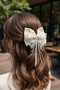 Bowknot Buckle Satin and Chiffon Fabric Crystal Beaded Buckle