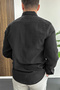 Men's Muslin Fabric Cotton Shirt Black Edw488 - 3
