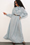 Women's Belted Polka Dot Hijab Dress 2613 - Blue