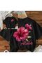 Women's Aloha Pink Flower Patterned Comfortable T-Shirt Suitable for Daily Use