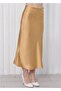 Flat Satin Skirt with Elastic Waist and Hidden Zipper on the Side - 3