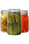 3 PACK Square Glass Jars with Airtight Lid, 35 oz Wide Mouth Mason Jars with Clamp Lids