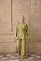 Women's High Collar Waist-Tie Suit in Fat Green - 2