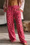 Women's Lycra Stretchy Strawberry Patterned Women's Pants Casual Use and Home Wear Nightgown Bottoms Sweatpants