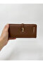 Women's Faux Leather Wallet with Gold Buckle and Phone Compartment - 4