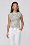 Polka Dot Patterned Boat Neck Sleeveless Blouse - 2