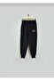 Girl's Black Elastic Waist Double Ribbed Sweatpants 4494-1 - 4