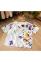 Women's Large Size Comfortable Butterfly Pattern Half Sleeve Satin Mom Blouse T-Shirt - 6