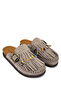 Women's Genuine Leather Beige Suede Flat Slippers - 2