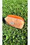 Orange Gingham Fabric Makeup Bag, Portable Travel Size Makeup Bag - 4