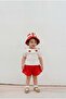 Baby Girl Cotton Cherry Embroidered Hat Blouse Shorts Set