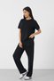 Black Women's Modal Fabric Relax Fit Double Set Short Sleeve Casual Set - 3