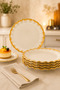 Real Gold Gilded 6 Pieces 21 cm Wavy Cake Plate Dessert Presentation Set - 3