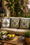Mediterranean Tile Lemon Pattern Runner and Cushion Cover Set Digital Printed Decorative Home Textile - 2