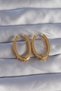 Brass Gold Color Zircon Stone Oval Model Earrings 5886 - Eterna5260-2700 - 2