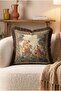 Brown Fringed Tapestry Style Throw Pillow Cover - Horse-Riding Historical Scene Patterned Pillowcase - 5
