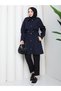 Polka Dot Waist Gathered Hijab Trench Coat Rc3134 - 4