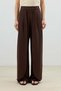 Brown Double Pleated Side Zipper Women's Trousers