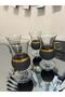 Gala 4-Piece Coffee Water Glass Set, Tea Glass, Gilded Black 4-Piece Footed Glass Set - 6