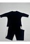 Plus Size Crew Neck Butterfly Motif Capri Sleeve Elastic Waist Tube Leg Women's Top and Bottom Set - 6