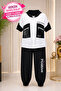 Plus Size Hooded Zippered Elastic Sleeve Elastic Waist Jogger Women's Top and Bottom Set - 2
