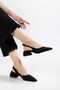Women's Side Buckle Detailed Satin Open Back Pointed Toe Casual Heeled Shoes - 2