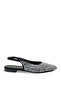 Black Suede White Stone Women's Ballerinas Pointed Toe Open Back Shoes Stylish Sandals - 4