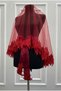 Burgundy Bridal Veil Set, Guipure and Pearl Decorated Henna Night Veil Alı Cover 6 Pieces - 4
