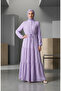 Hakim collar polka dot hijab dress 0288-01 lilac - 2