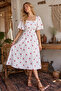 Women's Cherry Patterned White Poplin Midi Dress