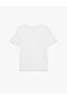 Cotton Off-Shoulder Short Sleeve T-Shirt with Lace Detail and Tassels - 4