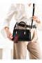 Gold Detailed Fixed Strap Petra Women's Crossbody Bag Patent Leather Crocoblack