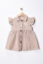 Girl's Floral Appliqué Ruffle Sleeve Buttoned Denim Dress - 5