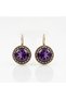 Bronze Vintage Women Earrings Authentic Copper Jewelry Purple Crystal Stone Round Cut - 6