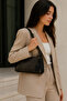 Mini Shoulder Bag from the Freya Series |   Black Knitted Fabric |   Handmade Women's Bag with Leather Accessories - Black Mini - 3