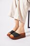 Bolesa Lazer Printed Genuine Leather Women's Orthopedic Slippers Black Skin - 2