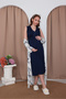 Navy Blue Lace Design Strappy Cotton Maternity Nightgown-Set of 2 - 2