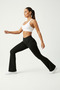 Women's High Waist Gathering Spanish Leg Black Leggings - 3