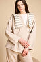 H0278Axbg186 Beige Regular Fit Linen Blend Long Sleeve Tunic - 3