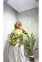 Women's Shimmering Tie-Front Kimono Shirt - Oversized Stylish Blouse with Satin Texture - 3