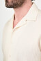 Patterned Slim Fit Lapel Collar 100% Cotton Short Sleeve Men's Shirt Ecru - 27150.26Y - 2