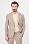 Striped Slim Fit Mono Collar Trousers Drawstring Men's Suit Beige - 45471.26Y